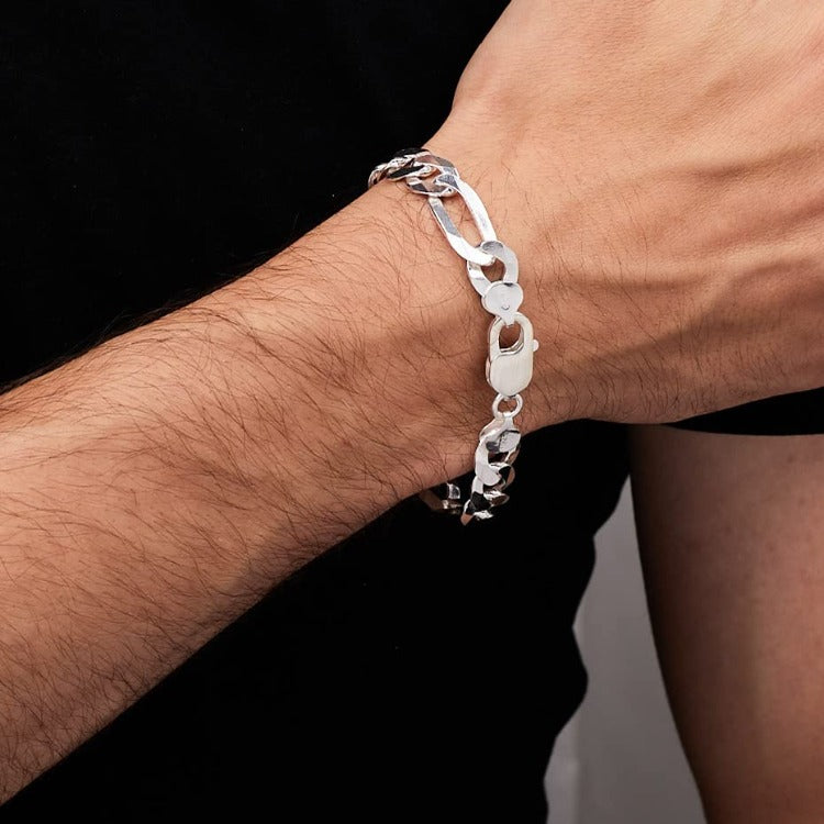  silver figaro chain bracelet for men