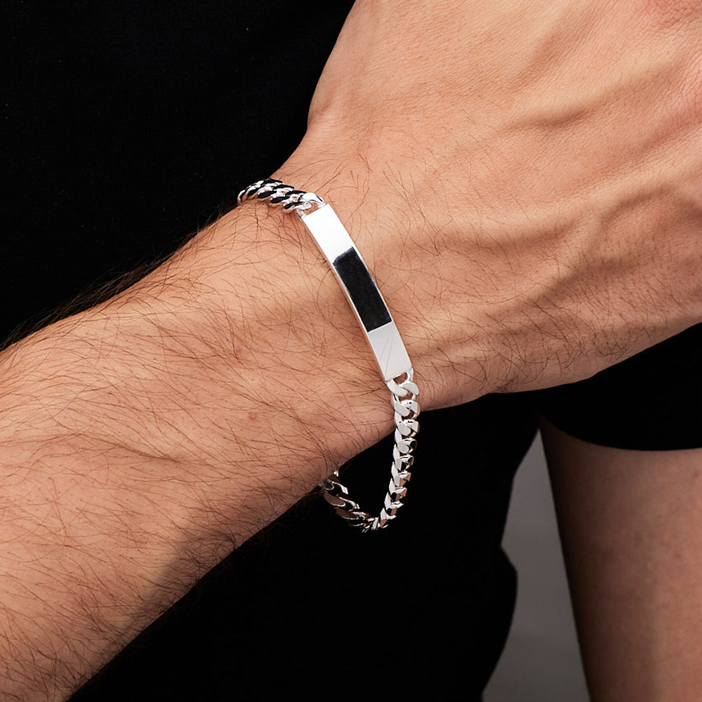 mens ID Silver Bracelet