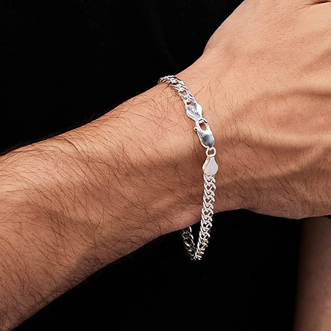 Silver 6mm Rombo Chain Bracelet for men and women