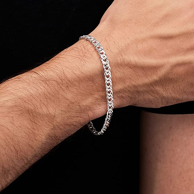 Silver 6mm Rombo Chain Bracelet for men and women