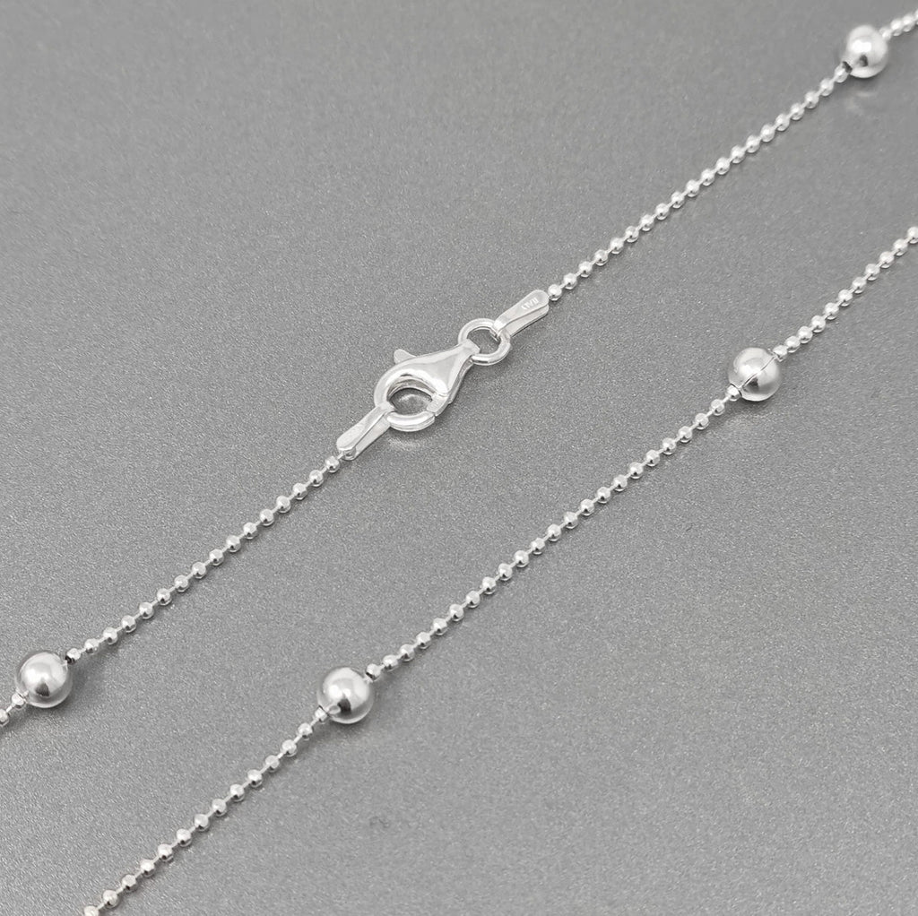 silver beaded chain necklace for women girls